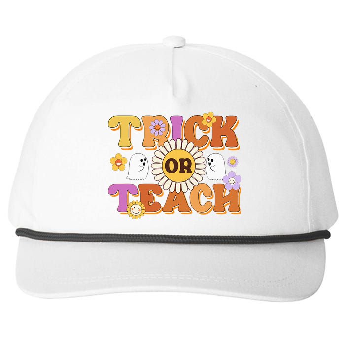 Retro Trick Or Teach Ghost Teacher Halloween Wo Snapback Five-Panel Rope Hat