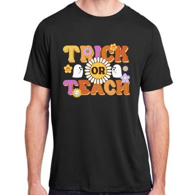 Retro Trick Or Teach Ghost Teacher Halloween Wo Adult ChromaSoft Performance T-Shirt