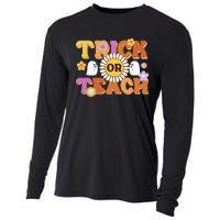 Retro Trick Or Teach Ghost Teacher Halloween Wo Cooling Performance Long Sleeve Crew