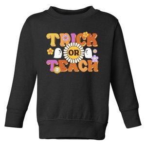 Retro Trick Or Teach Ghost Teacher Halloween Wo Toddler Sweatshirt