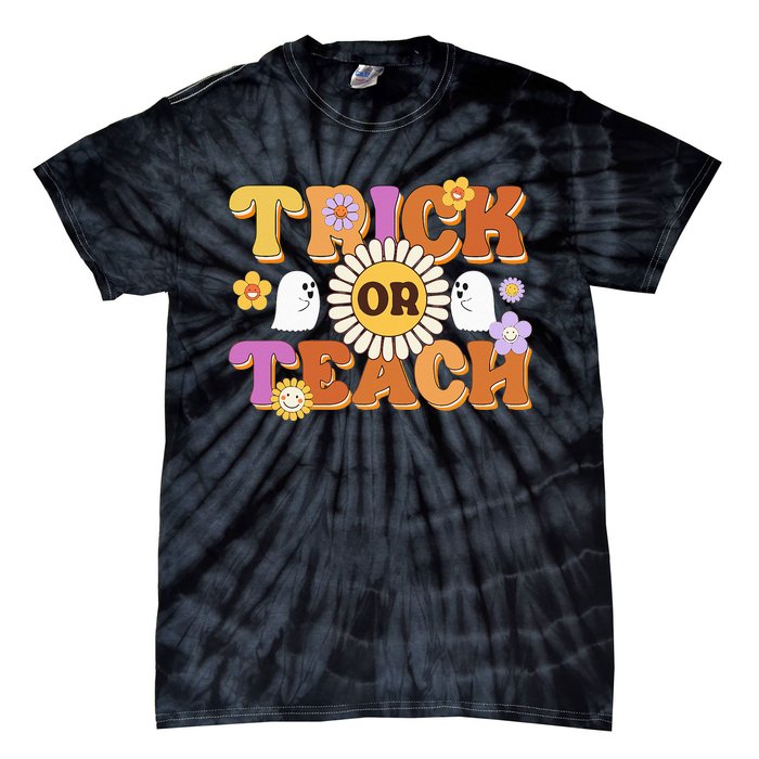 Retro Trick Or Teach Ghost Teacher Halloween Wo Tie-Dye T-Shirt