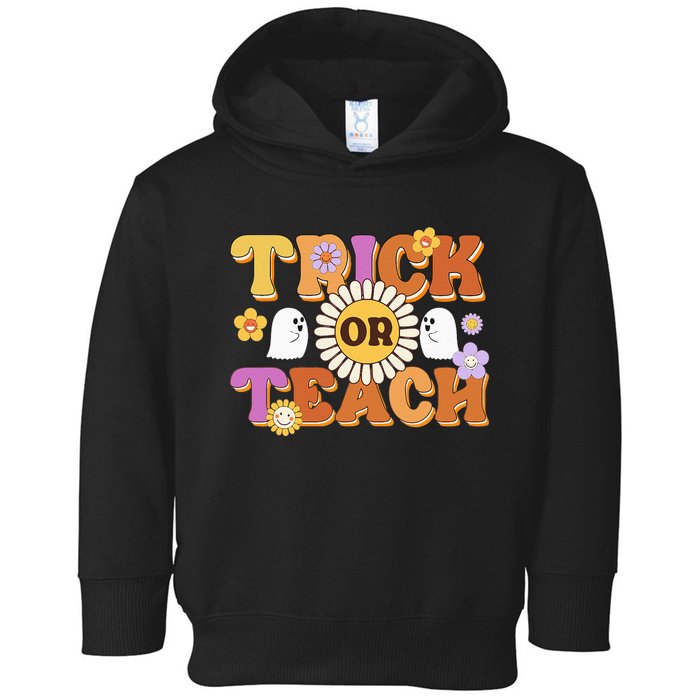 Retro Trick Or Teach Ghost Teacher Halloween Wo Toddler Hoodie