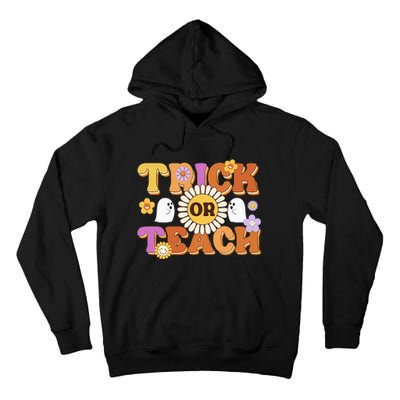 Retro Trick Or Teach Ghost Teacher Halloween Wo Tall Hoodie