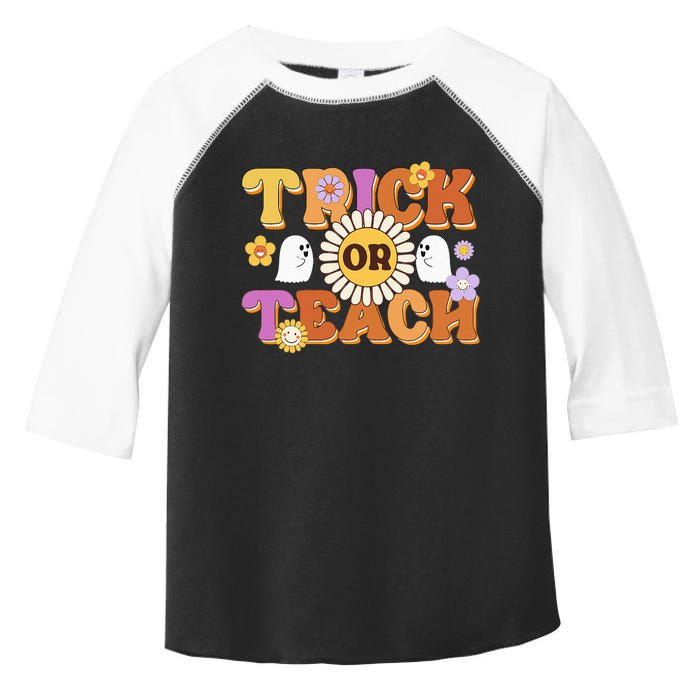 Retro Trick Or Teach Ghost Teacher Halloween Wo Toddler Fine Jersey T-Shirt