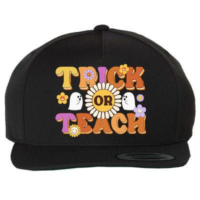 Retro Trick Or Teach Ghost Teacher Halloween Wo Wool Snapback Cap