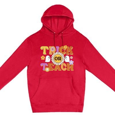 Retro Trick Or Teach Ghost Teacher Halloween Wo Premium Pullover Hoodie