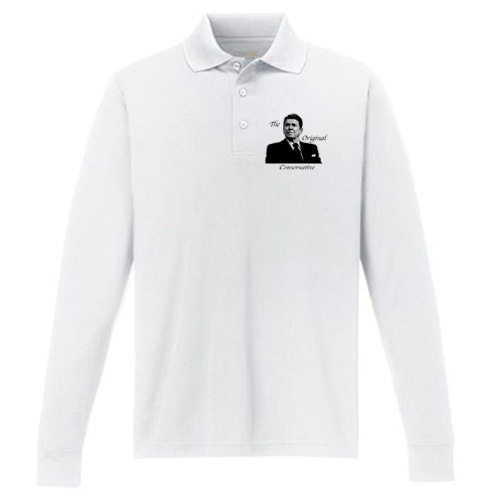 Reagan: The Original Conservative Performance Long Sleeve Polo