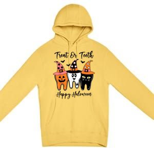 Retro Trick Or Teeth Funny Dental Halloween Treat Dentist Great Gift Premium Pullover Hoodie