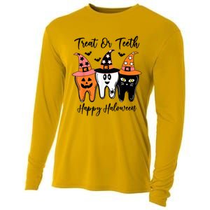 Retro Trick Or Teeth Funny Dental Halloween Treat Dentist Great Gift Cooling Performance Long Sleeve Crew