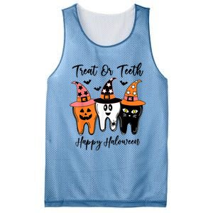 Retro Trick Or Teeth Funny Dental Halloween Treat Dentist Great Gift Mesh Reversible Basketball Jersey Tank