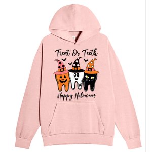 Retro Trick Or Teeth Funny Dental Halloween Treat Dentist Great Gift Urban Pullover Hoodie