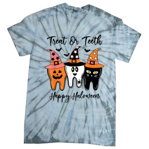 Retro Trick Or Teeth Funny Dental Halloween Treat Dentist Great Gift Tie-Dye T-Shirt