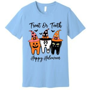 Retro Trick Or Teeth Funny Dental Halloween Treat Dentist Great Gift Premium T-Shirt