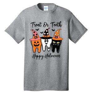 Retro Trick Or Teeth Funny Dental Halloween Treat Dentist Great Gift Tall T-Shirt