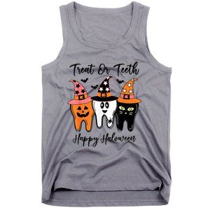 Retro Trick Or Teeth Funny Dental Halloween Treat Dentist Great Gift Tank Top