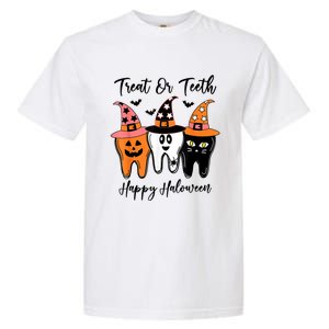 Retro Trick Or Teeth Funny Dental Halloween Treat Dentist Great Gift Garment-Dyed Heavyweight T-Shirt