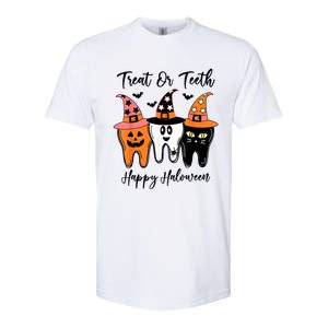 Retro Trick Or Teeth Funny Dental Halloween Treat Dentist Great Gift Softstyle CVC T-Shirt