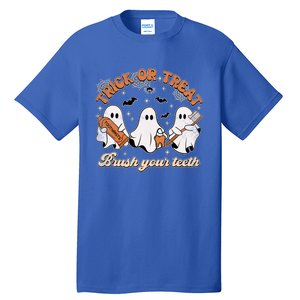 Retro Trick Or Treat Brush Your Teeth Scary Groovy Halloween Gift Tall T-Shirt