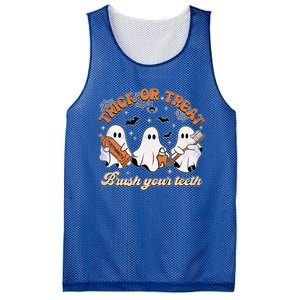 Retro Trick Or Treat Brush Your Teeth Scary Groovy Halloween Gift Mesh Reversible Basketball Jersey Tank