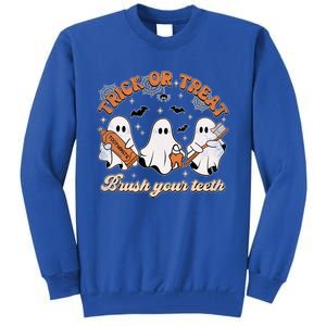 Retro Trick Or Treat Brush Your Teeth Scary Groovy Halloween Gift Tall Sweatshirt