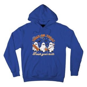 Retro Trick Or Treat Brush Your Teeth Scary Groovy Halloween Gift Tall Hoodie