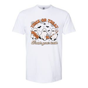 Retro Trick Or Treat Brush Your Teeth Scary Groovy Halloween Gift Softstyle CVC T-Shirt