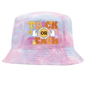 Retro Trick Or Teach Ghost Teacher Halloween Costume Tie-Dyed Bucket Hat