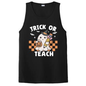 Retro Trick Or Teach Halloween Teacher Ghost Spooky Season Gift PosiCharge Competitor Tank