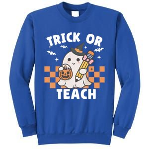 Retro Trick Or Teach Halloween Teacher Ghost Spooky Season Gift Sweatshirt