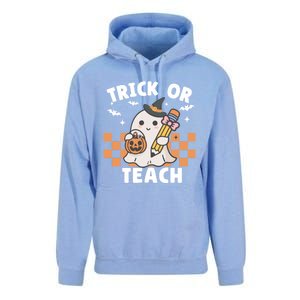 Retro Trick Or Teach Halloween Teacher Ghost Spooky Season Gift Unisex Surf Hoodie