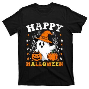 Retro Trick Or Treat Happy Halloween Ghost T-Shirt