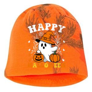 Retro Trick Or Treat Happy Halloween Ghost Kati - Camo Knit Beanie