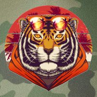 Retro Tropical Palm Tree Hipster Tiger Legacy Tie Dye Trucker Hat