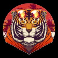 Retro Tropical Palm Tree Hipster Tiger Drawstring Bag