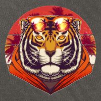 Retro Tropical Palm Tree Hipster Tiger Cotton Canvas Backpack