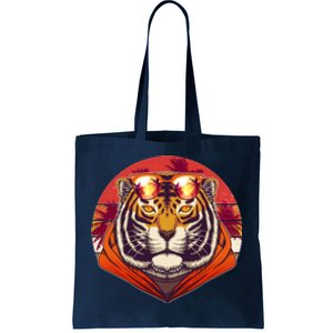 Retro Tropical Palm Tree Hipster Tiger Tote Bag