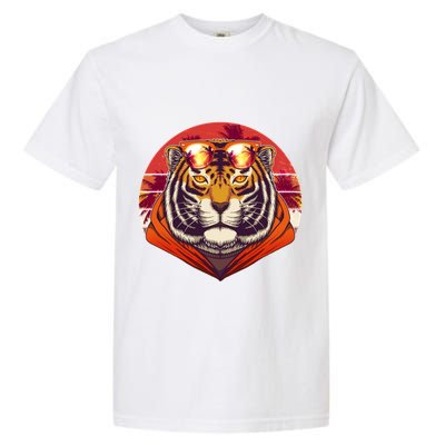 Retro Tropical Palm Tree Hipster Tiger Garment-Dyed Heavyweight T-Shirt