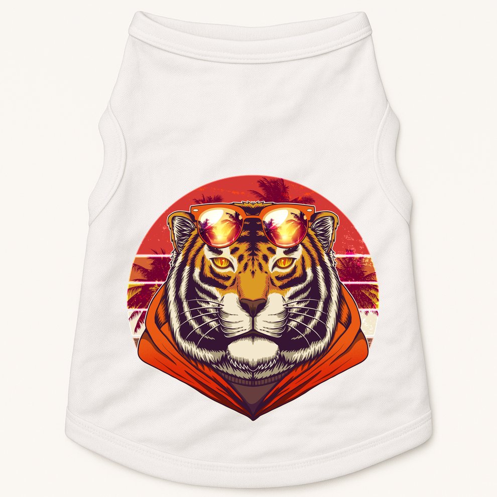 Retro Tropical Palm Tree Hipster Tiger Doggie Tank