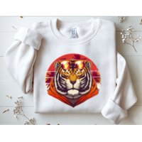 Retro Tropical Palm Tree Hipster Tiger Sweatshirt