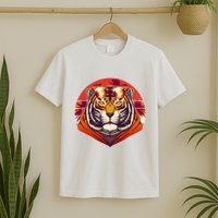 Retro Tropical Palm Tree Hipster Tiger T-Shirt