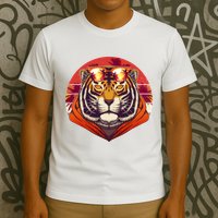 Retro Tropical Palm Tree Hipster Tiger T-Shirt