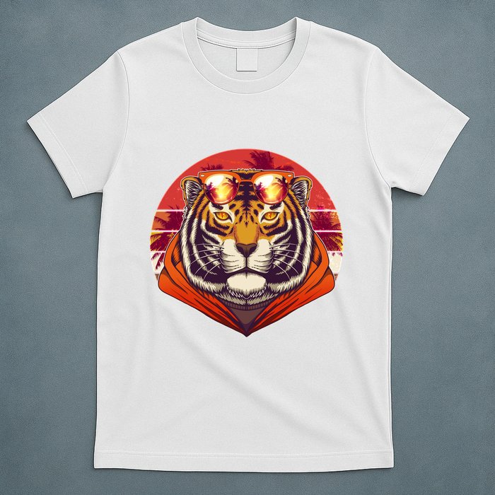 Retro Tropical Palm Tree Hipster Tiger T-Shirt