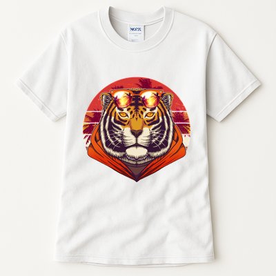 Retro Tropical Palm Tree Hipster Tiger Tall T-Shirt