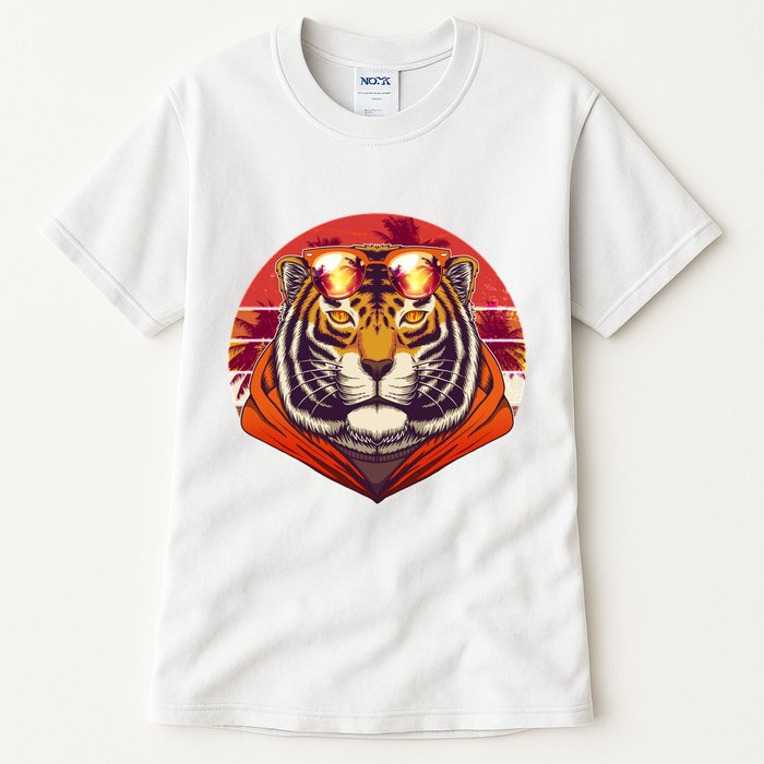 Retro Tropical Palm Tree Hipster Tiger Tall T-Shirt