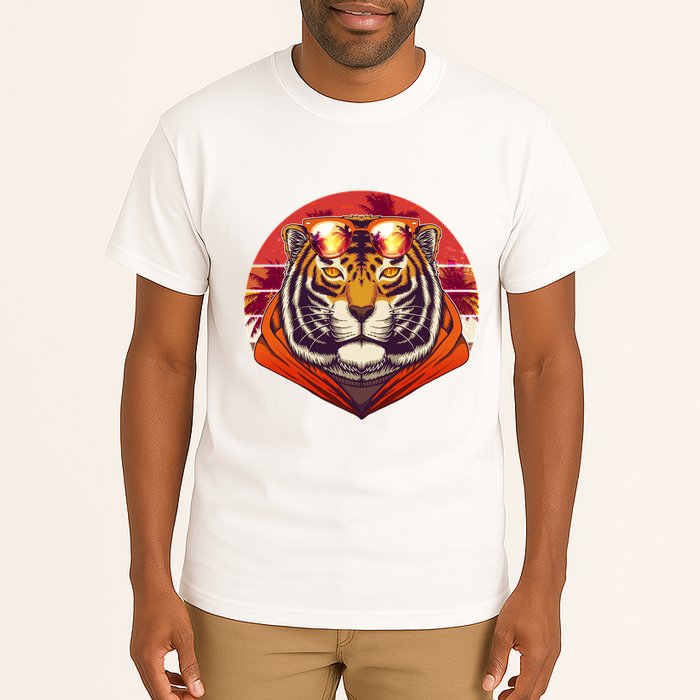 Retro Tropical Palm Tree Hipster Tiger Tall T-Shirt