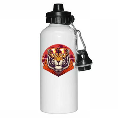 Retro Tropical Palm Tree Hipster Tiger Aluminum Water Bottle