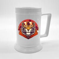 Retro Tropical Palm Tree Hipster Tiger Beer Stein