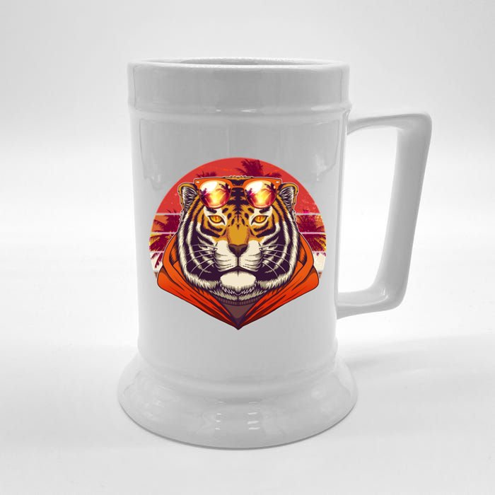 Retro Tropical Palm Tree Hipster Tiger Beer Stein