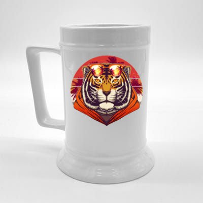 Retro Tropical Palm Tree Hipster Tiger Beer Stein