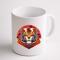 Retro Tropical Palm Tree Hipster Tiger Mug